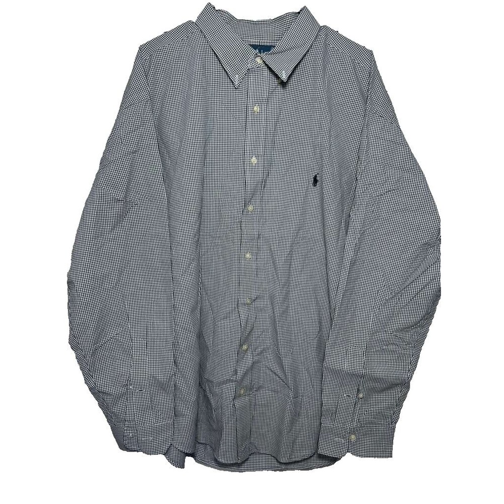 Ralph Lauren Button Down Gingham Shirt Men's 3XB Black Classic Long Sleeve